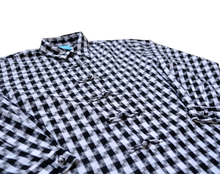Load image into Gallery viewer, Black Chequered Mandarin Shirt