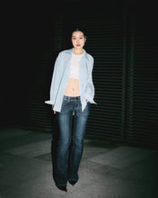 Load image into Gallery viewer, Baby Blue Striped Mandarin Shirt