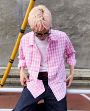 Load image into Gallery viewer, Pink Chequered Mandarin Shirt