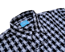 Load image into Gallery viewer, Black Chequered Mandarin Shirt