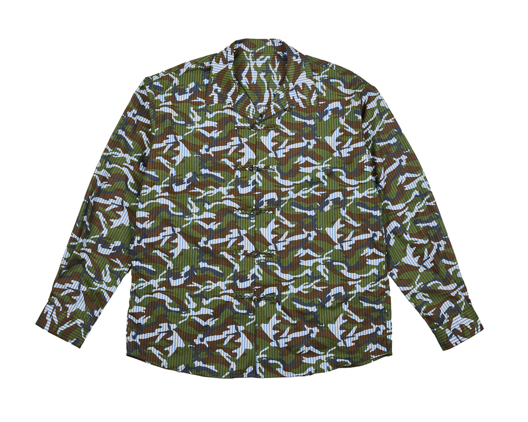 Camo Pinstripe Mandarin Shirt